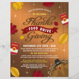 Rustic Fall Thanksgiving Food Drive Fundraiser Reklamblad