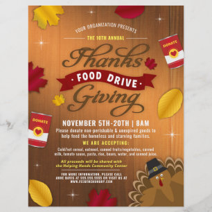 Rustic Fall Thanksgiving Food Drive Fundraiser Reklamblad