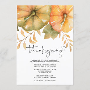 Rustic Fall Thanksgiving Middag Inbjudan