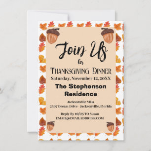 Rustic Fall Theme Thanksgiving Middag Party Inbjudningar