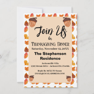 Rustic Fall Theme Thanksgiving Middag Party Inbjudningar
