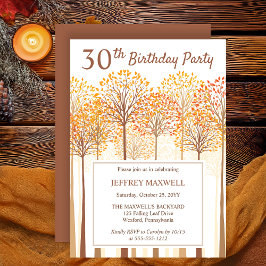 Rustic Fall Träd Terracotta 30års födelsedag Party Inbjudningar