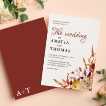 Rustic Fall Watercolor Blommigt Bouquet Bröllop