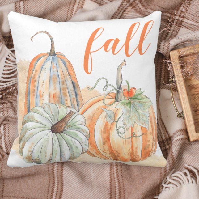 Rustic Fall Watercolor Pumpkins Kudde (Skapare uppladdad)