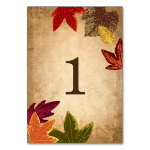 Rustic Fall Wedding Bordsnummers HÖST LÖV Bordsnummer