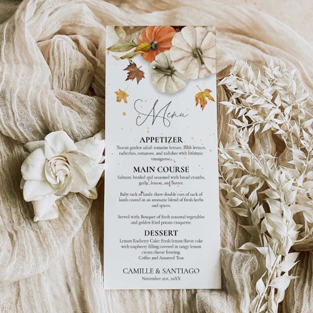 Rustic Fall Wedding Meny (Fall Wedding Menu Card)