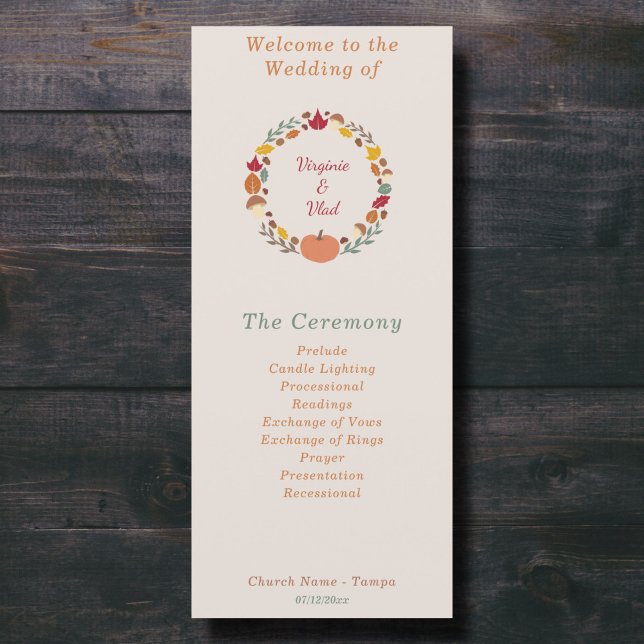 Rustic & Fall Wedding Program (Fall Wedding Program)