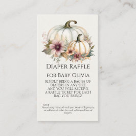 Rustic Fall White Pumpkin Blommigt Diaper Raffle Visitkort