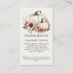 Rustic Fall White Pumpkin Blommigt Diaper Raffle Visitkort