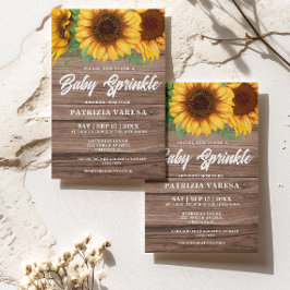 Rustic Fall Wooden Solros Baby Sprinkle Inbjudningar