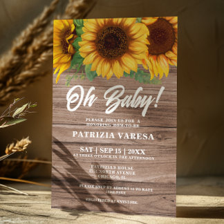 Rustic Fall Wooden Sunsun Oh Baby Shower Inbjudningar