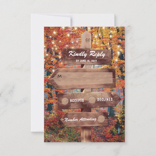 Rustic Fall Woodland String Ljus Bröllop OSA (Framsida)