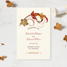 Rustic Falling Löv Fall Wedding Program