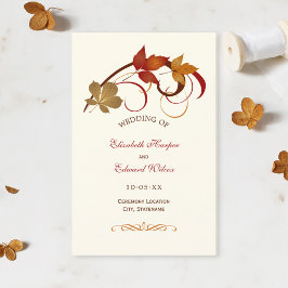 Rustic Falling Löv Fall Wedding Program