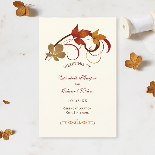 Rustic Falling Löv Fall Wedding Program (Skapare uppladdad)