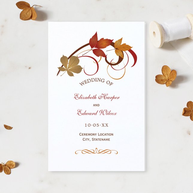 Rustic Falling Löv Fall Wedding Program (Skapare uppladdad)