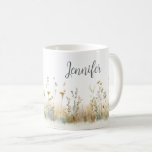 Rustic Fält of Wildblommor Monogram Kaffemugg<br><div class="desc">Det vackra kaffet mugg har en rustik fält av mjuka vattenfärgade vilda blommor. Lägg till ett namn för att anpassa det. Gör en underbar gåva till bruden,  brud,  mamma,  bästa vän eller dotter! Skapat av Farmhouse Press.</div>
