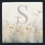 Rustic Fält of Wildblommor Monogram Stenunderlägg<br><div class="desc">Den här vackra stenen underlägg ett fält av mjuka vattenfärgade vilda blommor. Lägg till en inledande anpassning eller lägg inte till en om du bara vill ha bilden. Gör en underbar gåva till bruden,  brud,  mamma,  bästa vän eller dotter! Skapat av Farmhouse Press.</div>
