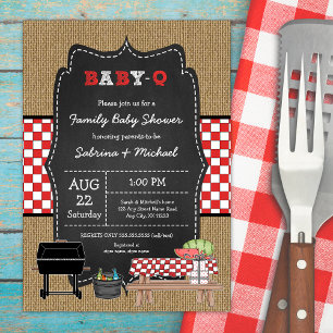 Rustic Family Baby Q Shower Inbjudningar