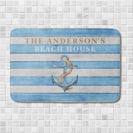 Rustic Family Beach House Nautical Rand Badrumsmatta