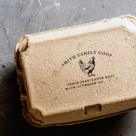 Rustic Family Coop Chicken Egg Carton Frimärke Självfärgande Stämpel