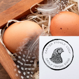 Rustic Family Farm Fresh Egg Carton Självfärgande Stämpel