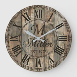 Rustic Family Monogram Wall Clock | Wood-Look  Stor Klocka