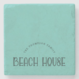 Rustic Family Namn Beach House Typography Teal Stenunderlägg
