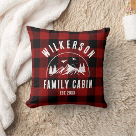 Rustic Family Namn Cabin Cottage Red Buffalo Play Kudde