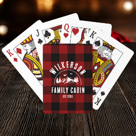 Rustic Family Namn Cabin Cottage Retro Red Play Casinokort