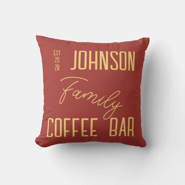 Rustic Family Namn Kitchen-kaffe Kudde (Framsida)