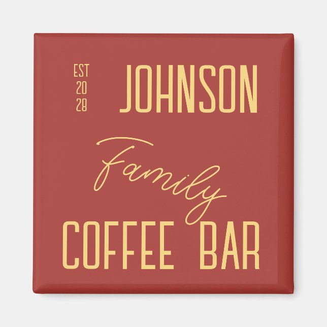 Rustic Family Namn Koffee Kitchen Magnet (Framsidan)