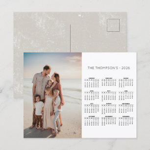 Rustic Family Photo 2026-kalender 12 månader Helg Vykort