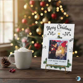 Rustic Family Photo Christmas Tree farm Julkort