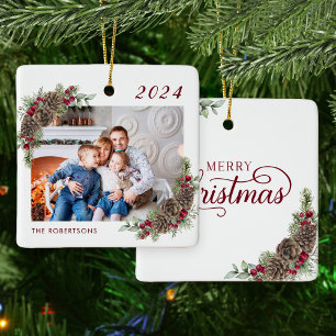 Rustic Family Photo God jul Julgransprydnad Keramik