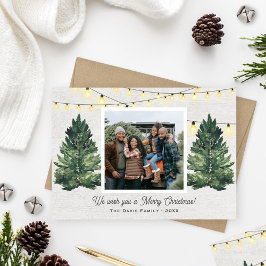 Rustic Family Photo Julgran Farm Wood Julkort