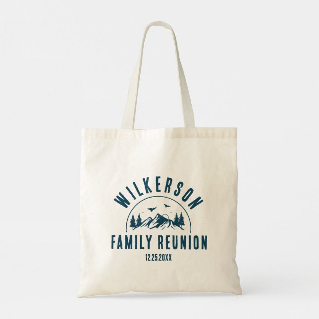 Rustic Family Reunion Cabin Retro Coola Navy Tygkasse (Baksida)
