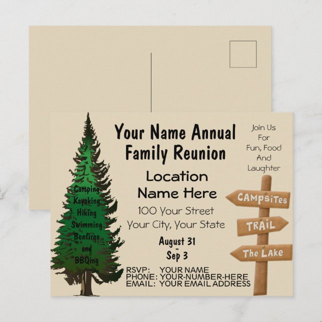 Rustic Family Reunion-inbjudningar Vykort (Fram/baksida)