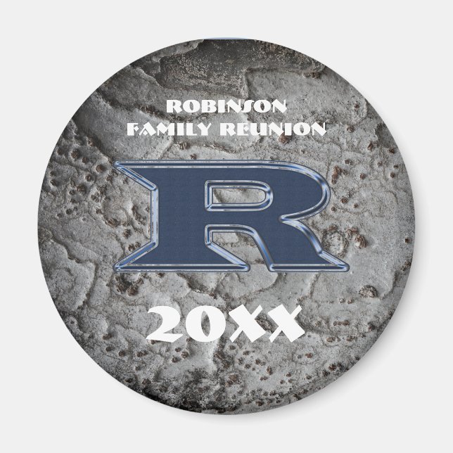 Rustic Family Reunion Keepsaké Brev R Monogram Magnet (Framsidan)