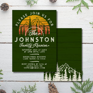 Rustic Family Reunion Vintage Retro Sunset Träd Inbjudningar