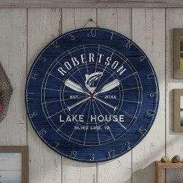 Rustic Family Sjö House Navy Blue Wood Darttavla