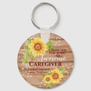 Rustic Fantastisk Caregiver Blommigt Solros Nyckelring