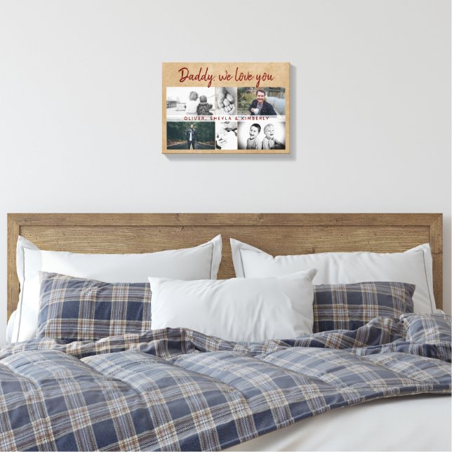 Rustic Far med Kids Family Pappa Far's Day 6 Canvastryck (Insitu (sovrum))