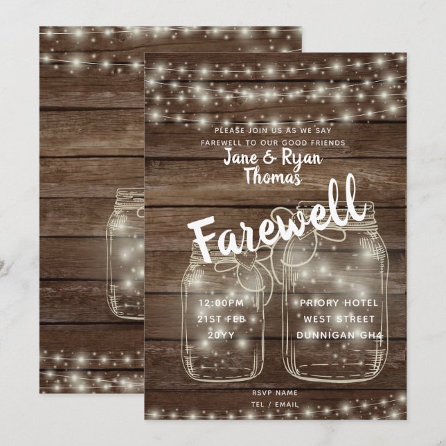 Rustic Farewell Lämnande Party Barn Theme-Inbjudni Inbjudningar (Fram/baksida)