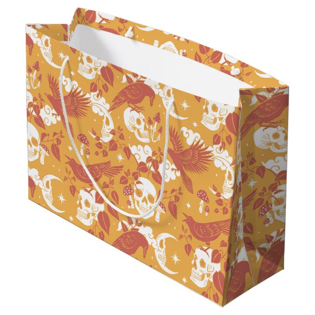 Rustic Färg Halloween Mönster - stor gift-bag (Baksidan Vinklad)