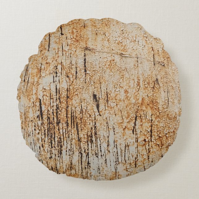 Rustic färg intertwine i korroderad metall struktu rund kudde (Framsidan)