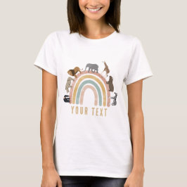 Rustic Färg Rainbow Jungle Animals T Shirt