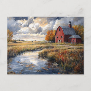 Rustic Farm and Stream Ligcape Vykort