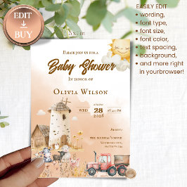 Rustic Farm Animal Baby Shower Invitation Inbjudningar