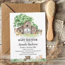 Rustic Farm Animal Gender Neutral Baby Shower Inbjudningar